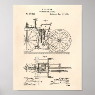 Poster Véhicule motorisé 1888 Brevet Art Vieux Poivre