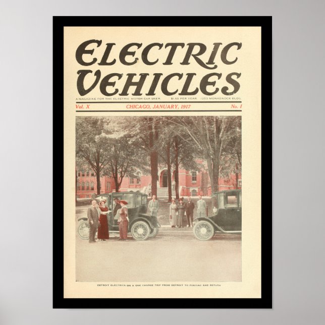 Poster Véhicules électriques Automobiles Vintage (Devant)