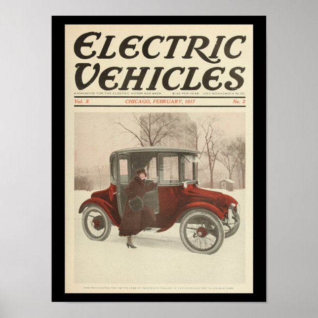 Poster Véhicules électriques Automobiles Vintage (Devant)