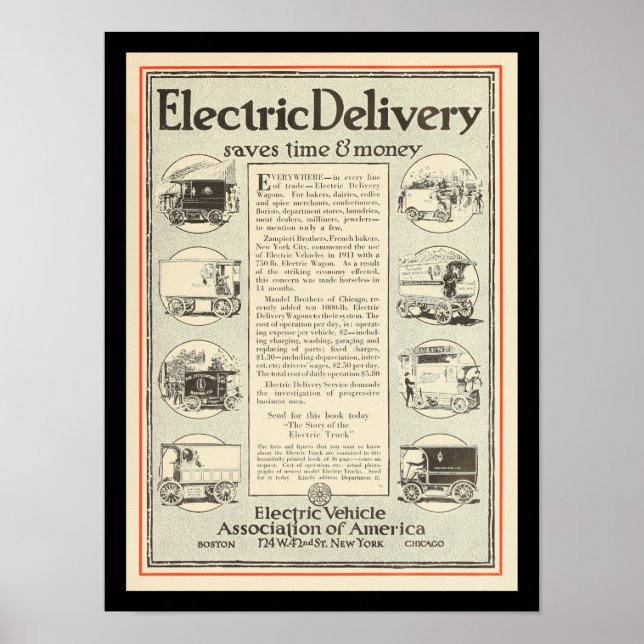 Poster Véhicules électriques Automobiles Vintage Imprimer (Devant)