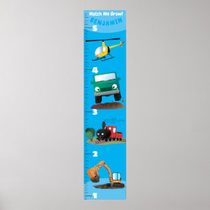 Poster Véhicules mignons graphique de croissance de dessi