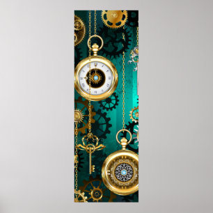Poster Veille bijoux Steampunk sur un Arrière - plan vert