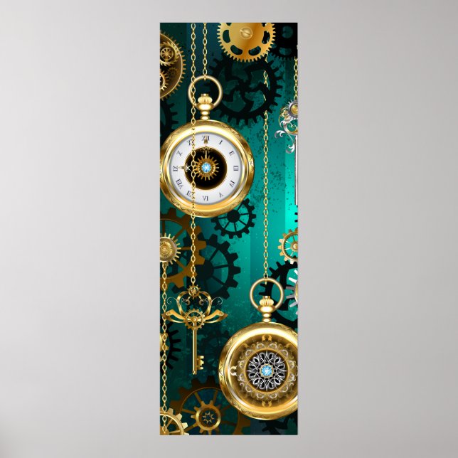 Poster Veille bijoux Steampunk sur un Arrière - plan vert (Devant)