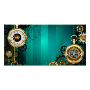 Poster Veille bijoux Steampunk sur un Arrière - plan vert