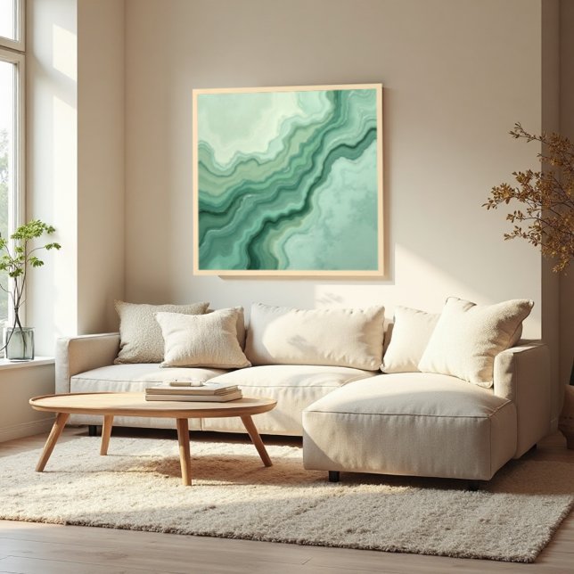 Poster Veine minérale verte Sage Abstraite - biologique m (Sage Green Mineral Vein Art. Organic modern tranquility for your wall.)