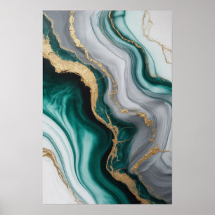 Poster Veines d'émeraude : Flux de marbre Abstrait ✨ 💚 �