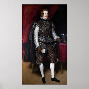 Poster Velázquez - Philippe IV D'Espagne En Brown Et Arge