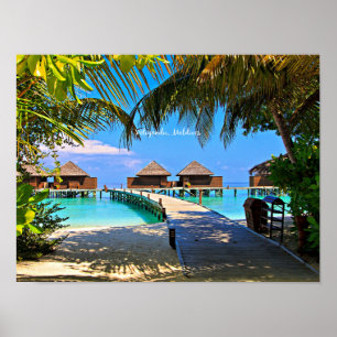 Poster Veligandu, scène tropicale des Maldives