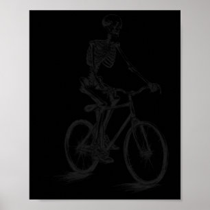 Poster Vélo à cheval Scary Halloween Skeleton Biker
