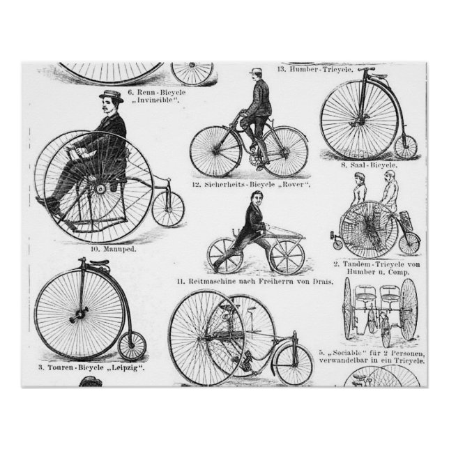 Poster Vélo à grande roue Penny Farthing (Devant)