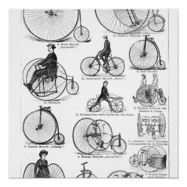 Poster Vélo à grande roue Penny Farthing (Devant)