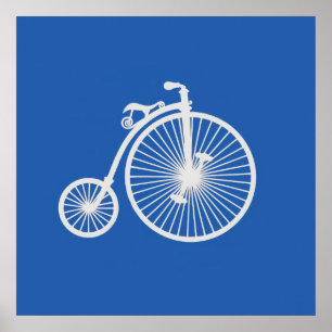 Poster Vélo blanc vintage sur bleu
