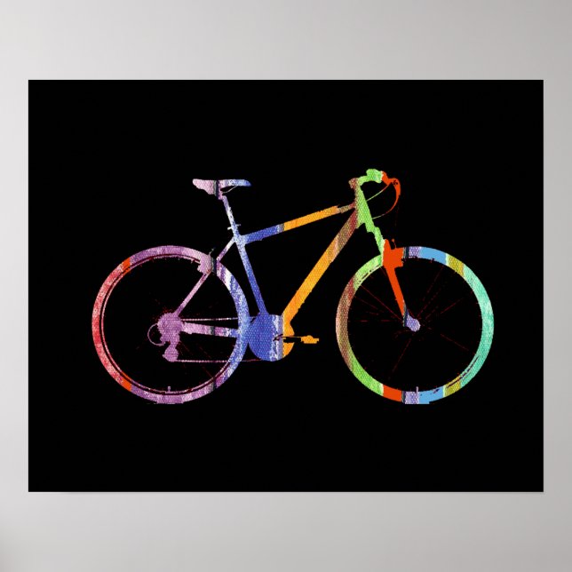 Poster vélo coloré sur noir (Devant)