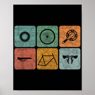 Poster Vélo Cyclisme Vintage Pièces de vélo Cadeaux cycli