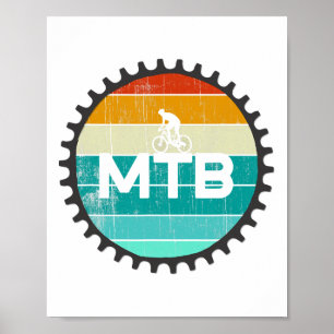 Poster Vélo de montagne vintage - Vélo rétro VTT downhill