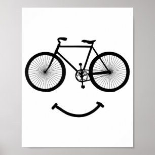 Poster Vélo et sourire T-shirt Tee - shirt de vélo Blac