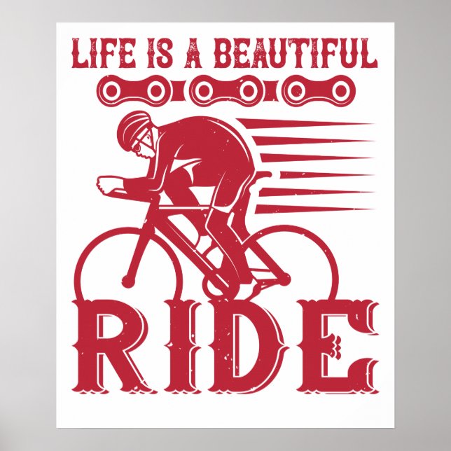 Poster Vélo - La vie est une belle balade (Devant)