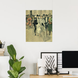 Poster Vélo neuf mariée et mariée Mariage victorienne