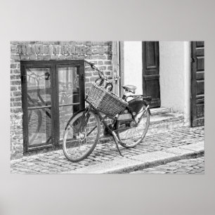 Poster Vélo Noir Avec Grande Panier, Copenhague, Danemark