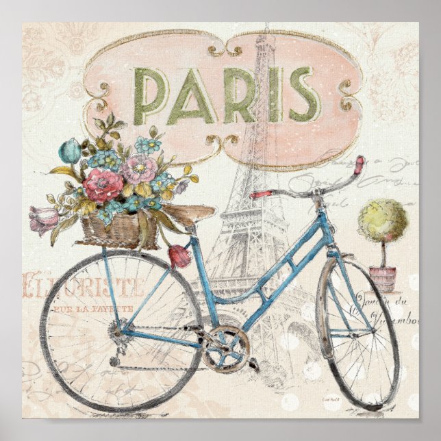Poster Vélo Paris Fleurs (Devant)