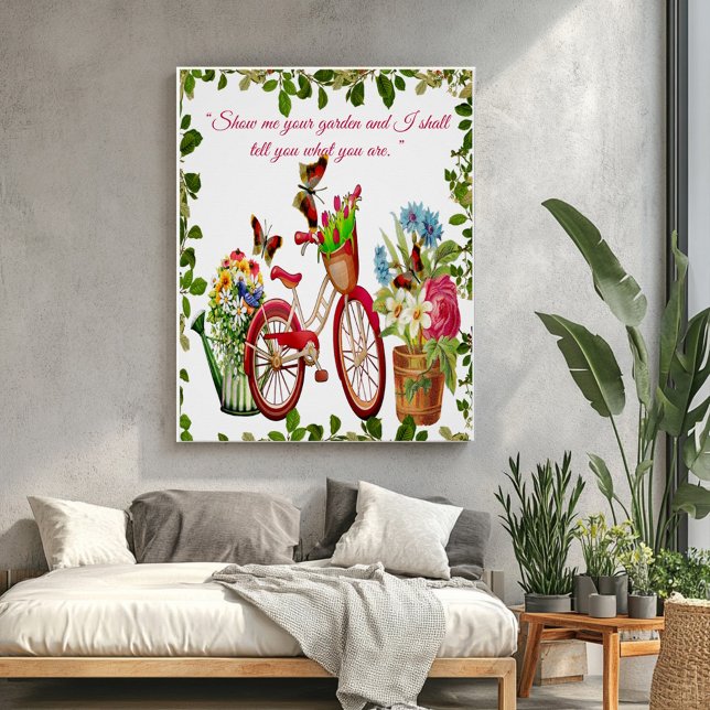Poster Vélo Planteur Centre Fleurs extérieurs Jardin (Bicycle Planters Centerpiece Outdoor Blooms Garden Poster)