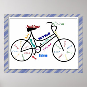 Poster Vélo, Sport Vélo, Motivational Words & Stripes