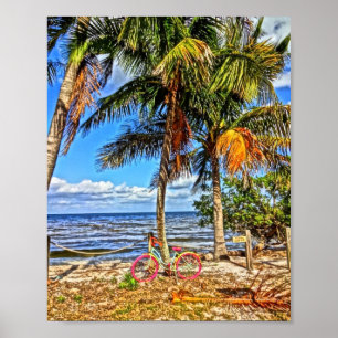 Poster Vélo sur Beach Pine Island Floride Art imprimable