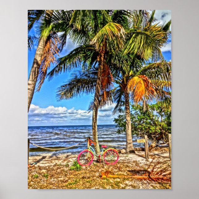 Poster Vélo sur Beach Pine Island Floride Art imprimable (Devant)
