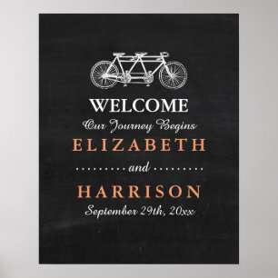 Poster Vélo Tandem Sur Mariage Chalkboard