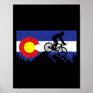 Poster Vélo tout terrain Colorado's Biking Drapeau Vintag