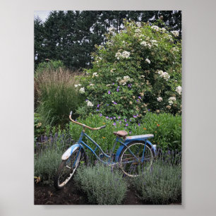 Poster Vélo vintage dans le jardin
