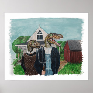Poster Velociraptor gothique américain