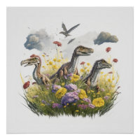 Vélociraptors dans une prairie