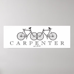 Poster Vélos avec oiseaux Famille Imprimer