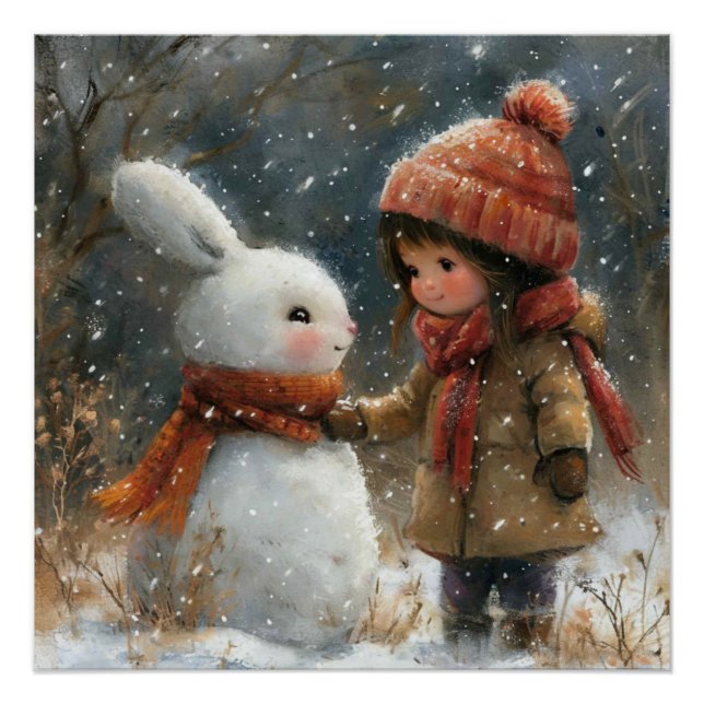 Poster Velours d'hiver : Un peu de lapin blanc (Devant)