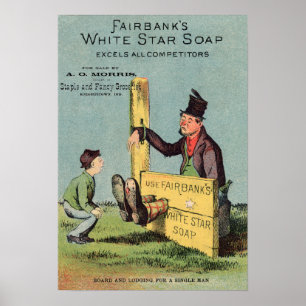 Poster Vendeur blanc de l'annonce W de savon de l'étoile