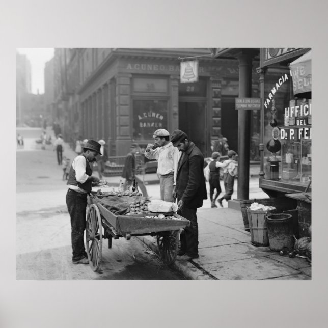 Poster Vendeur de palourdes sur Mulberry Street, 1900 (Devant)
