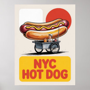 Poster Vendeur de rue de hot-dog de NYC Manhattan Food Ar