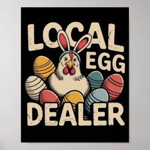 Poster Vendeur d'oeufs local poulet rétro drôle agriculte