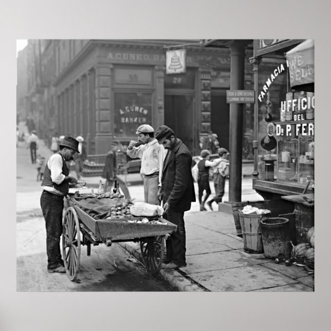 Poster Vendeur New York Clam à Mulberry Bend 1900 (Devant)