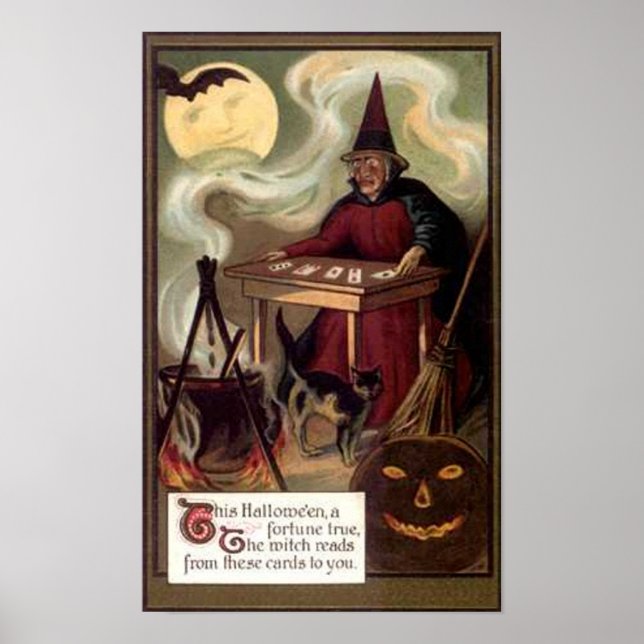 Poster Vendeur vintage Halloween Fortune (Devant)