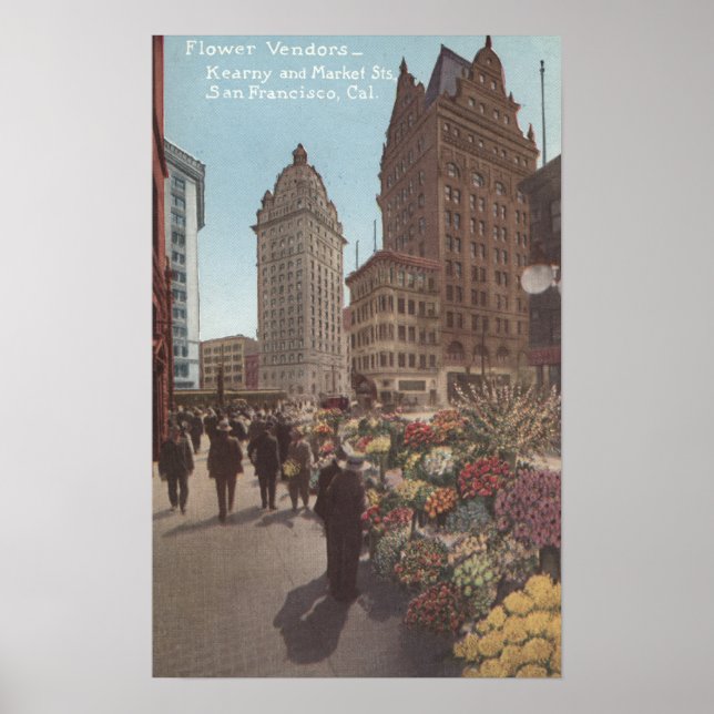 Poster Vendeurs de fleurs, rues Kearny & marchés (Devant)