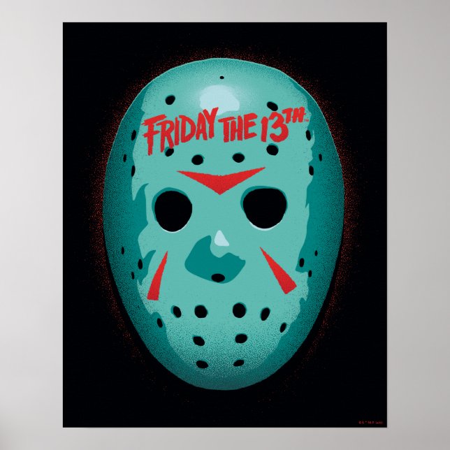 Poster Vendredi 13 | Graphique de masque de hockey bleu (Devant)
