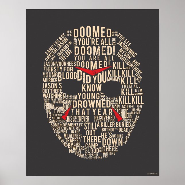 Poster Vendredi 13 | Masque de hockey typographique (Devant)
