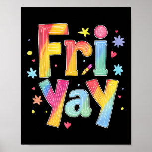 Poster Vendredi Yay Vendredi heureux drôle Week-end Prof 