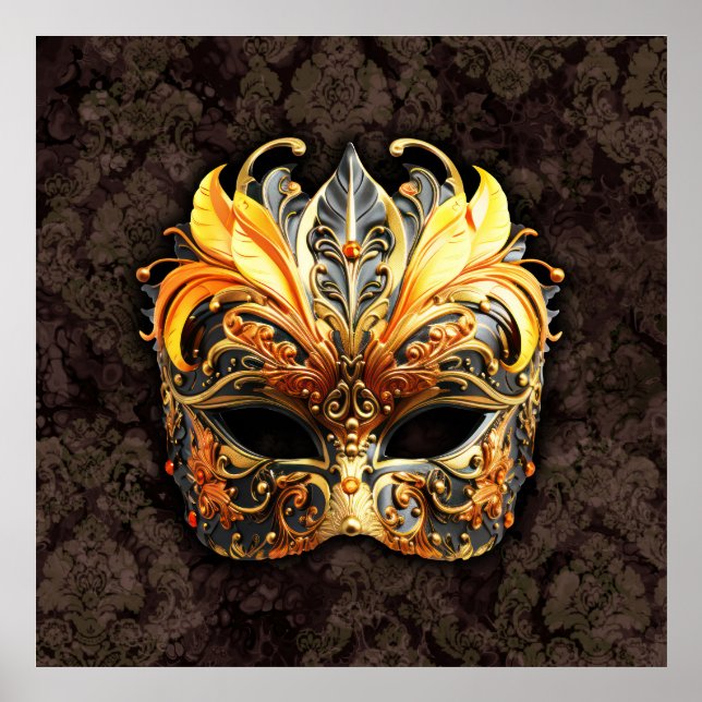 Poster Venetian Masquerade Golden Mask (Devant)