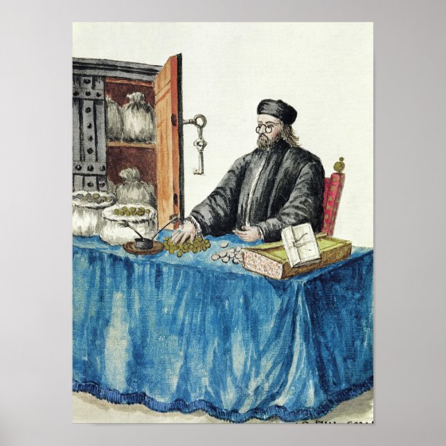 Poster Venetian Moneylender, tiré d'un livre illustré (Devant)