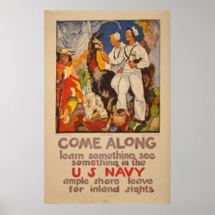 Poster Venez le long - la marine américaine