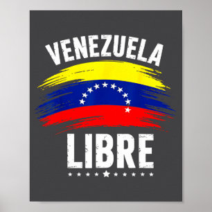 Poster Venezuela Libre 2026 Drapeau du cœur du Venezuela 