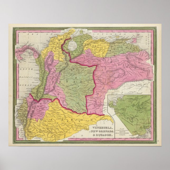 Poster Venezuela, New Grenada & Equateur (Devant)